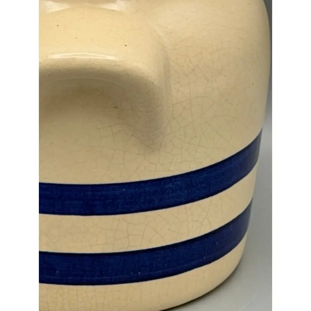 Robinson Ransbottom RRP Roseville Ohio 1 Qt Canister Crock Lid Blue Stripe